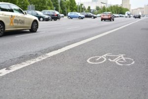 Bicycle lane alongside busy roadway