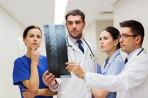Medical team examining a spine injury